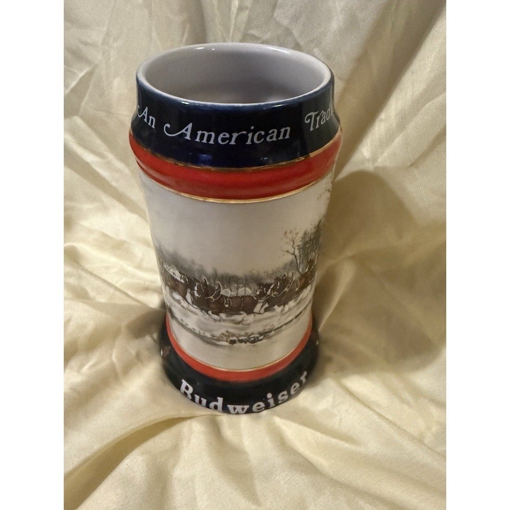 Vintage 1990 Budweiser Christmas Stein, An American Tradition, Susan Sampson